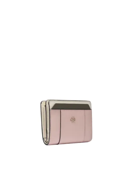 Portafogli donna piccolo con zip Piquadro Circle, rosa
