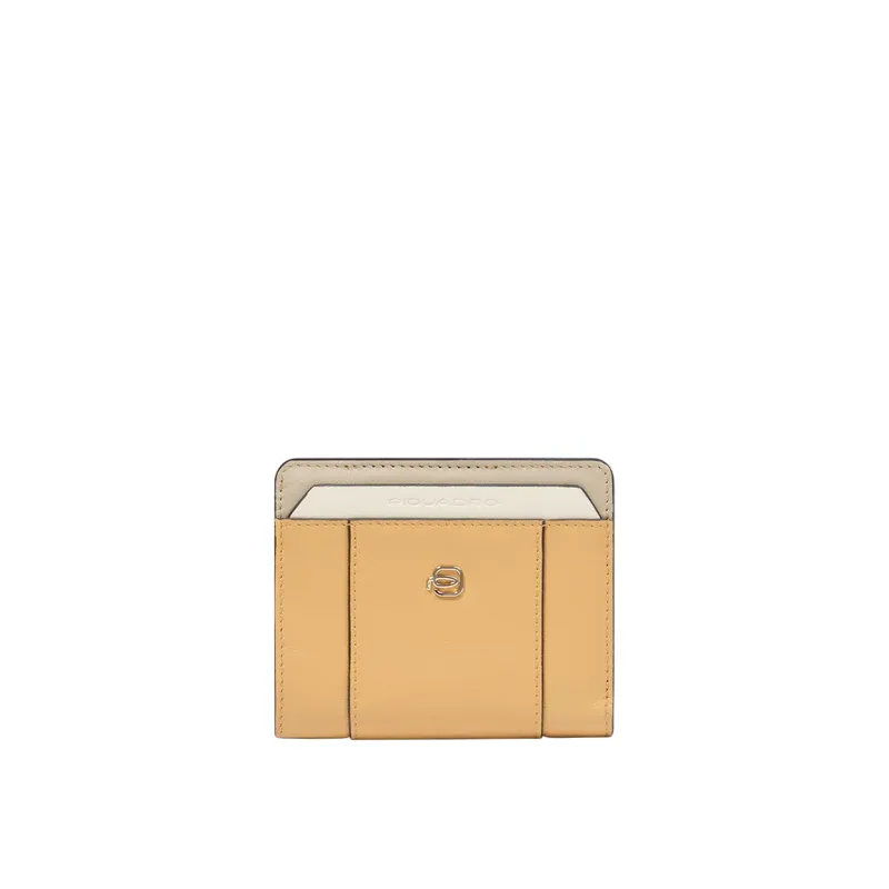 Kleine Damengeldbörse Piquadro Circle, gelb-beige