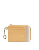 Piquadro Circle Zippered coin pouch with credit card slots, yellow-beige