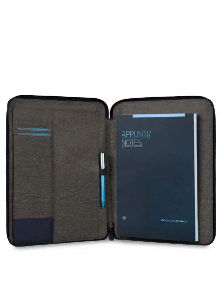 Piquadro Pulse leather notepad holder, blue