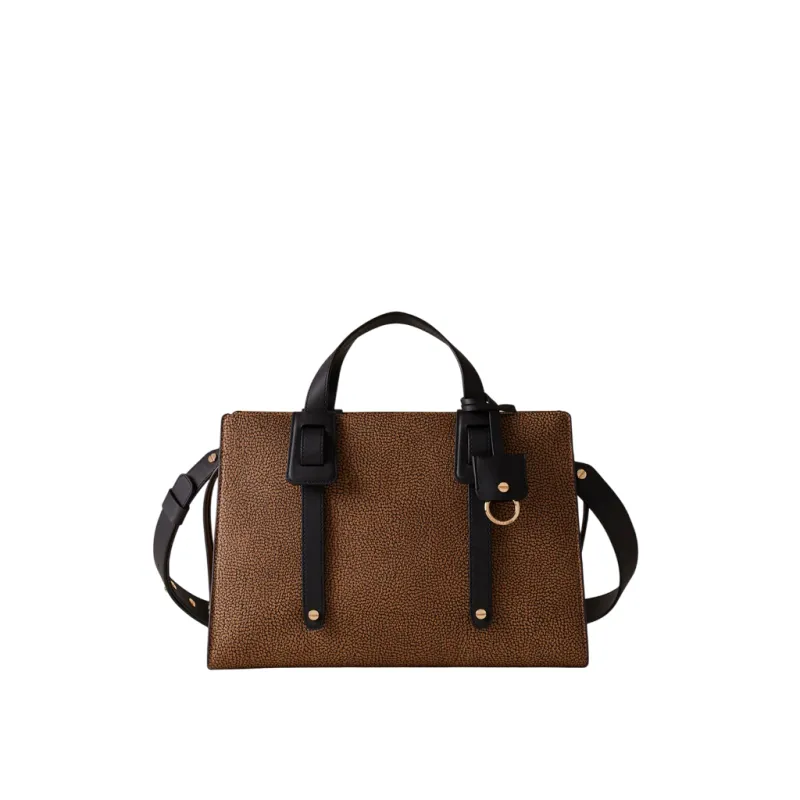 Borbonese Déjeuner handbag, op natural-black