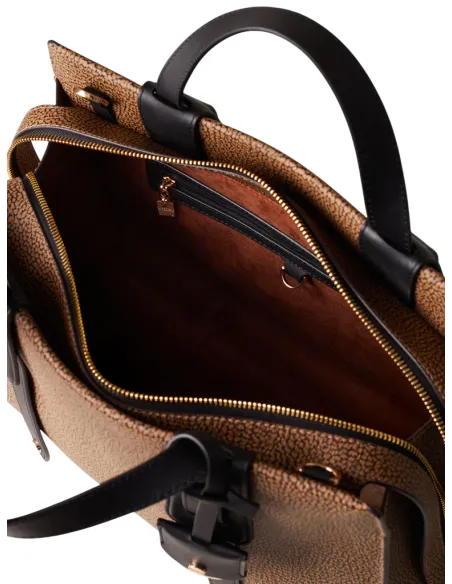 Borbonese Déjeuner handbag, op natural-black