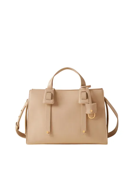 Borbonese Déjeuner leather handbag, sand