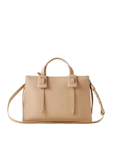 Borbonese Déjeuner leather handbag, sand