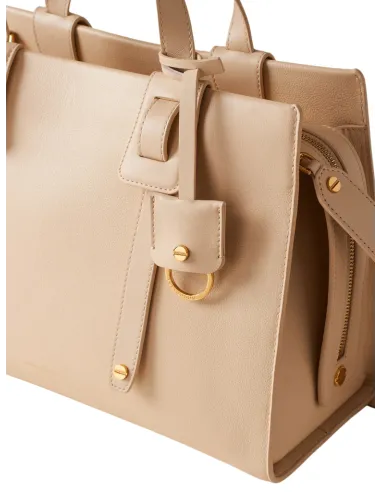 Borsa a mano in pelle Borbonese, sabbia