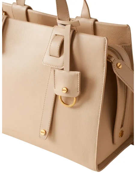 Borbonese Déjeuner leather handbag, sand