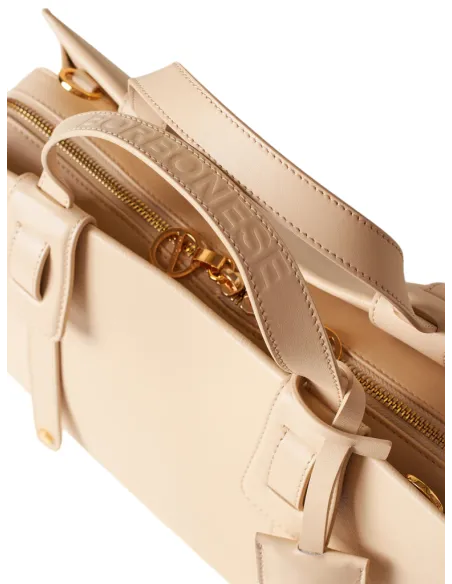 Borbonese Déjeuner Lederhandtasche, sand