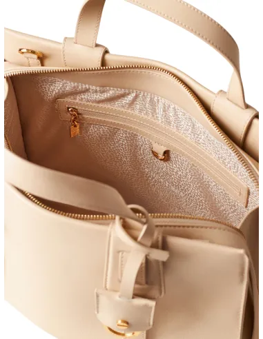 Borsa a mano in pelle Borbonese, sabbia