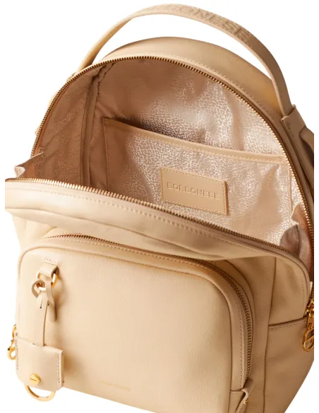 Borbonese Déjeuner leather women's backpack, sand