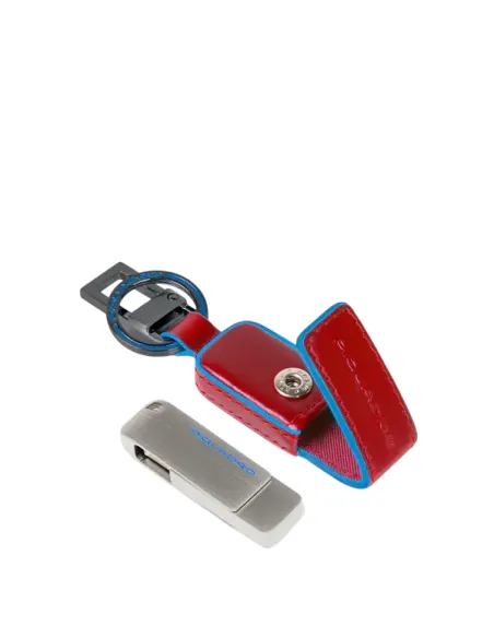 Portachiavi in pelle con chiavetta USB da 256 GB Piquadro Blue Square, rosso