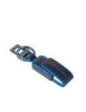 Piquadro Blue Square keychain with 256 GB USB stick, blue