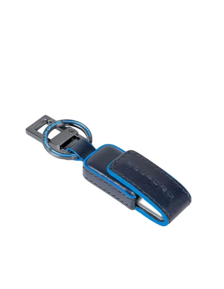 Piquadro Blue Square keychain with 256 GB USB stick, blue
