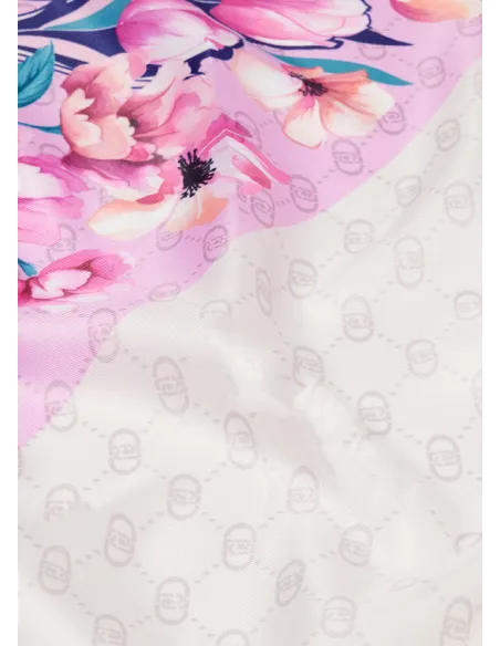 Foulard floreale con logo Liu Jo, rose