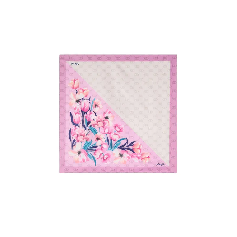 Foulard floreale con logo Liu Jo, rose