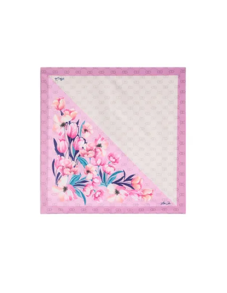 Foulard floreale con logo Liu Jo, rose