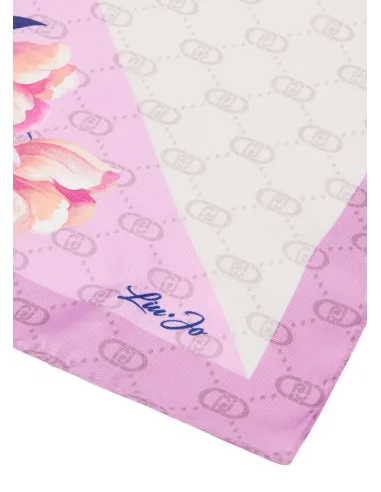 Foulard floreale con logo Liu Jo, rose