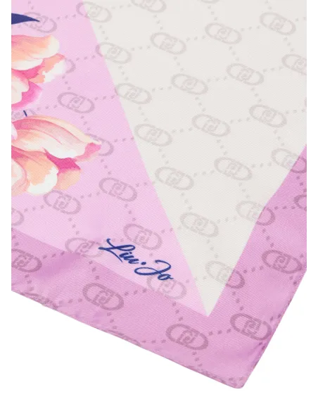 Foulard floreale con logo Liu Jo, rose