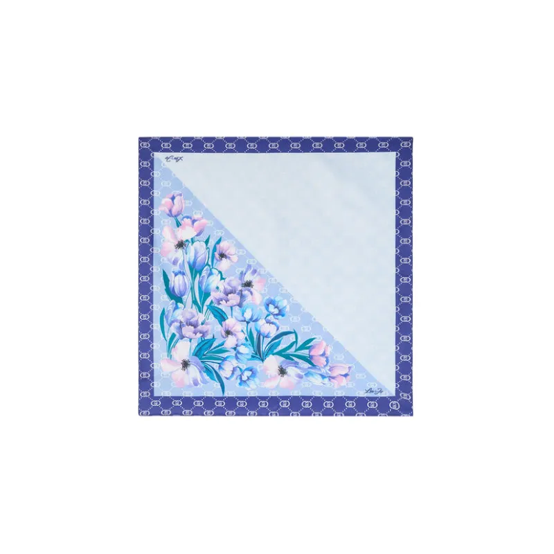Foulard floreale con logo Liu Jo, cielo