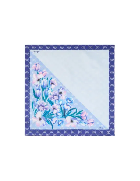 Liu Jo floral scarf with logo, light blue