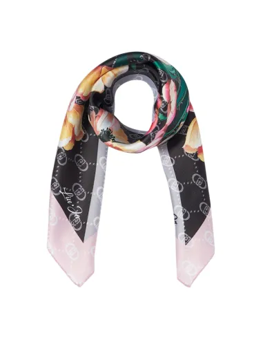 Foulard floreale con logo Liu Jo, nero