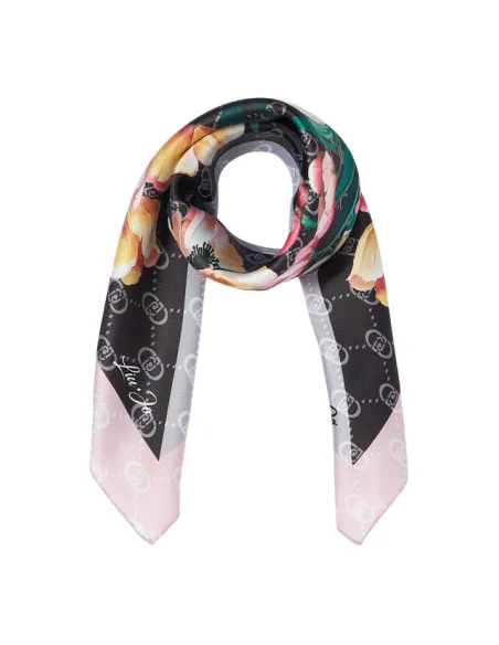 Geblümter Schal mit Liu Jo Logo, schwarz
