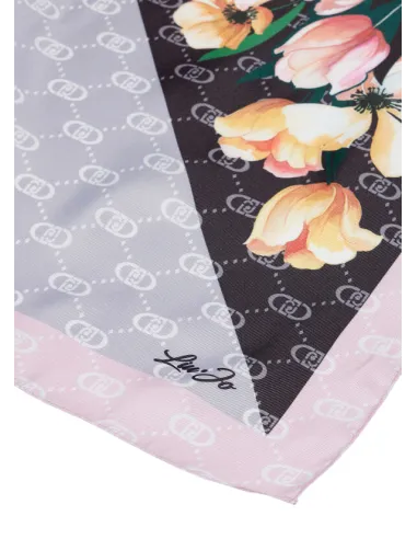 Liu Jo floral scarf with logo, black