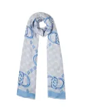 Liu Jo stole with logo and geometric patterns, light blue