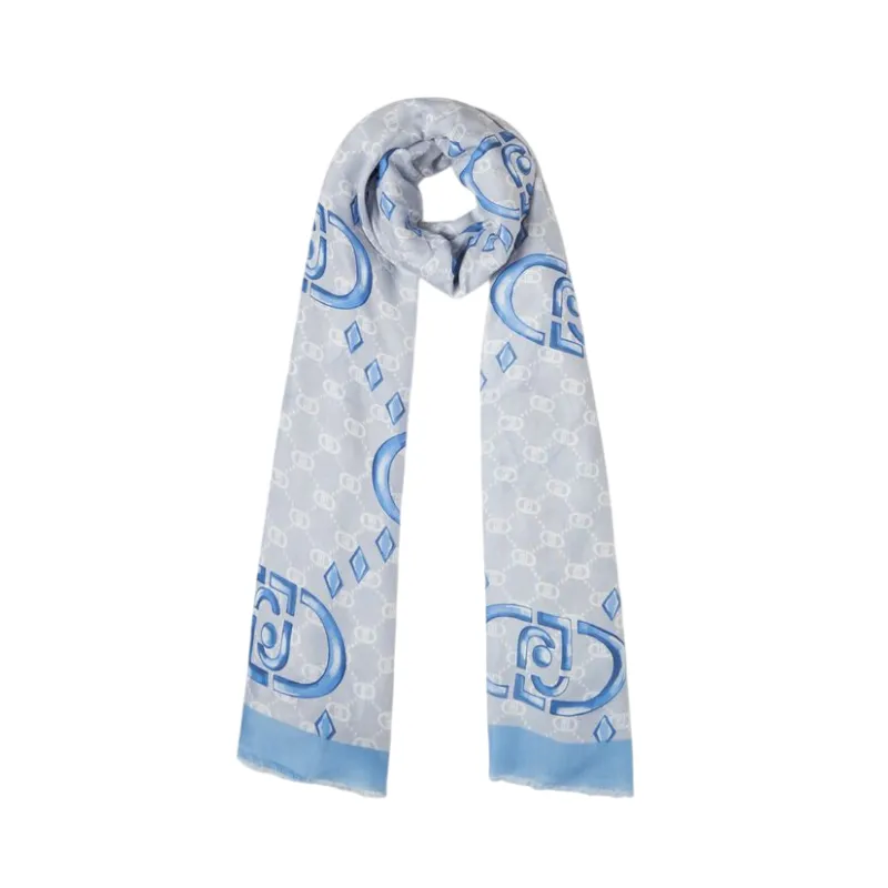 Liu Jo Stola mit Logo und geometrischen Motiven, hellblau