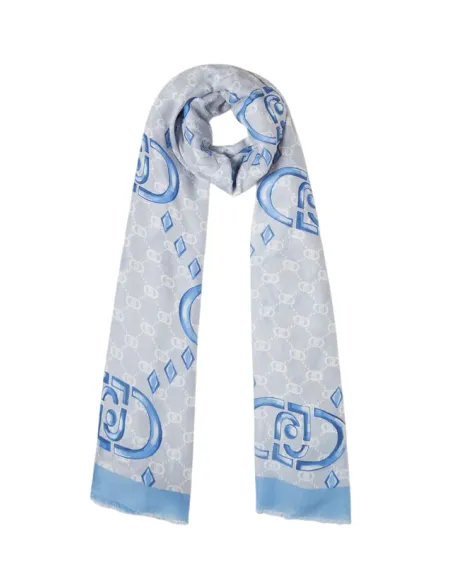 Liu Jo Stola mit Logo und geometrischen Motiven, hellblau