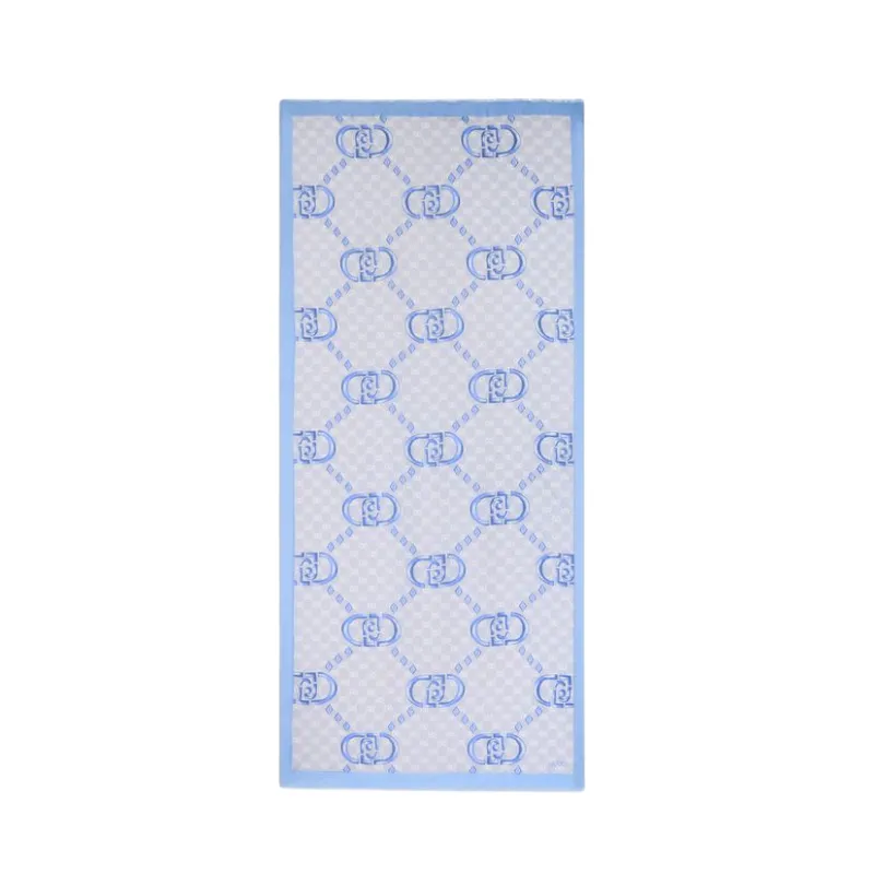 Liu Jo stole with logo and geometric patterns, light blue 2