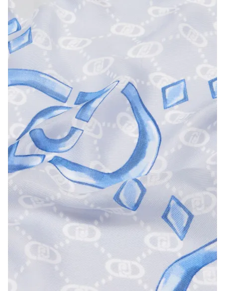 Stola Liu Jo con logo e motivi geometrici, azzurra