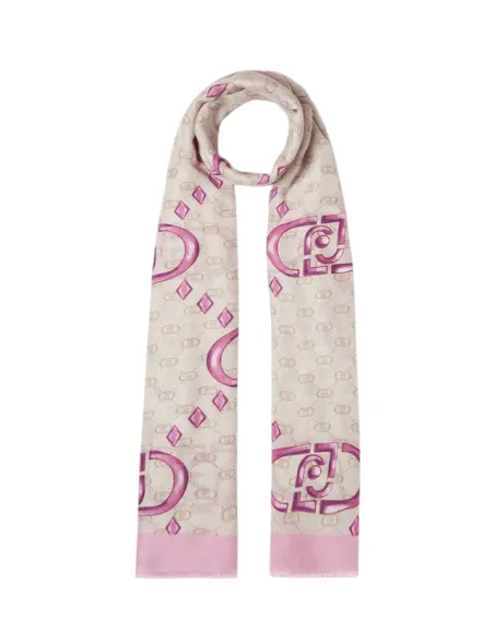 Liu Jo stole with logo and geometric patterns, bright candy