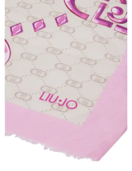 Stola Liu Jo con logo e motivi geometrici, bright candy