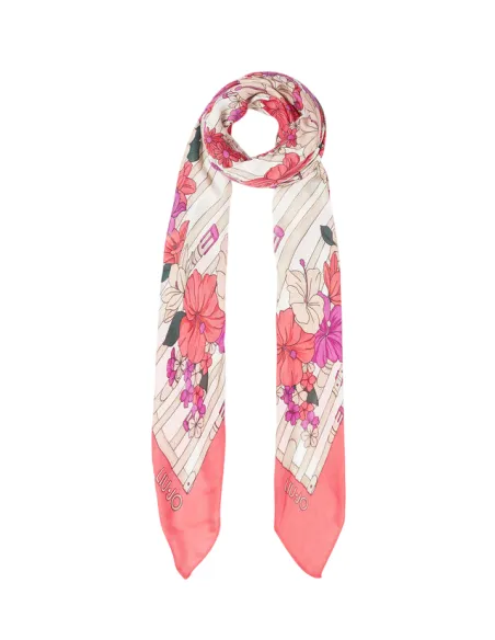 Foulard Liu Jo con disegni floreali, corallo
