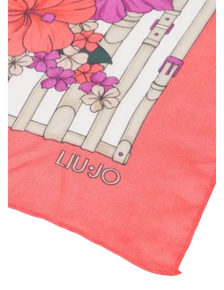 Foulard Liu Jo con disegni floreali, corallo