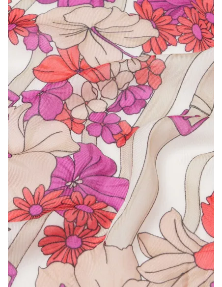 Foulard Liu Jo con disegni floreali, corallo