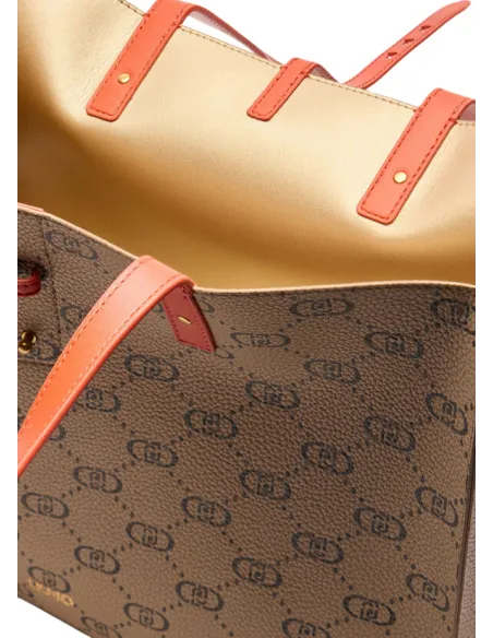 Liu Jo shopping bag with monogram logo, natural-black