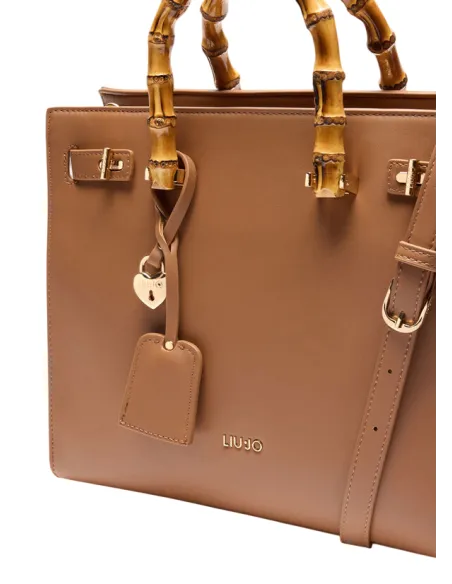 Borsa con manici effetto bamboo Liu Jo, marrone