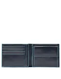 Piquadro Blue Square Men's wallet with coin case and document holder, blue