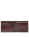 Piquadro Blue Square Men's wallet with coin case and document holder, dark brown