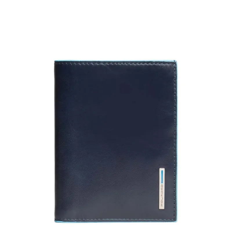 Piquadro vertical wallet from the Blue Square collection blu PU1393B2 open 2