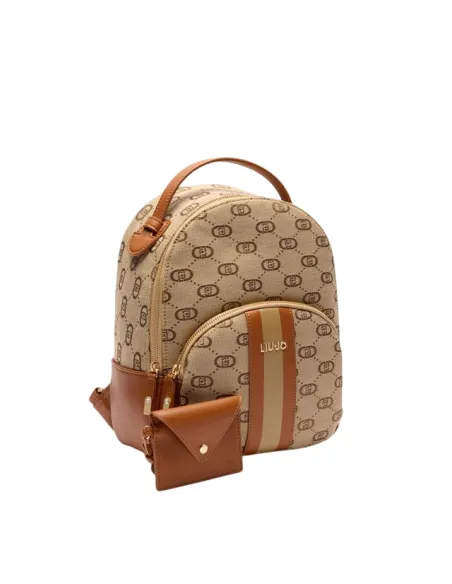Liu Jo Damen-Rucksack aus Jacquard-Stoff, beige