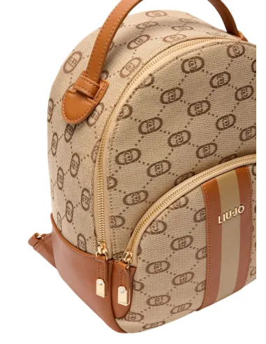 Zaino donna con logo Liu Jo, beige