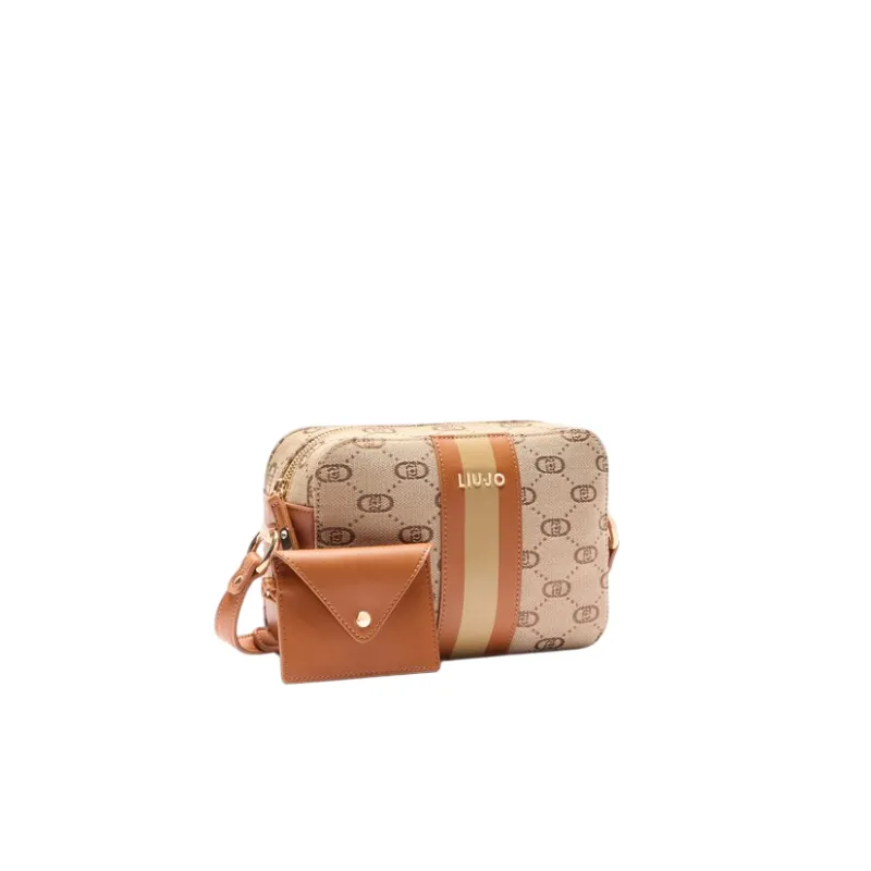 Liu Jo cross-body bag in jacquard fabric, beige 2