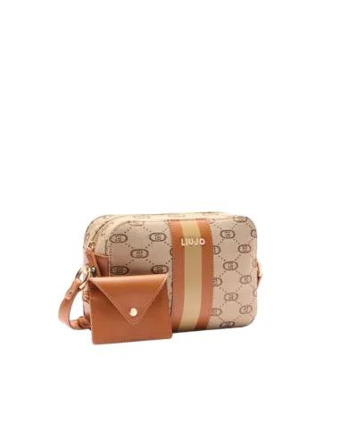 Borsa a tracolla con logo Liu Jo, beige
