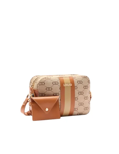 Borsa a tracolla con logo Liu Jo, beige