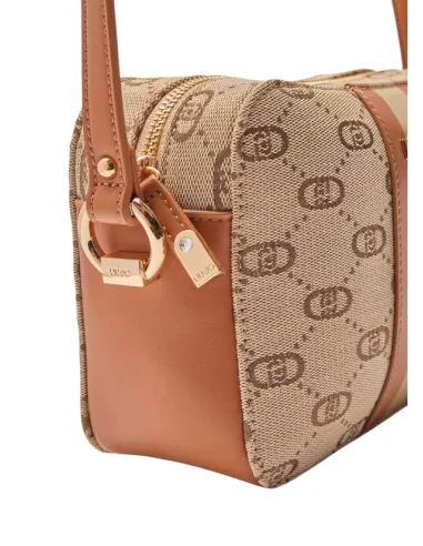 Borsa a tracolla con logo Liu Jo, beige