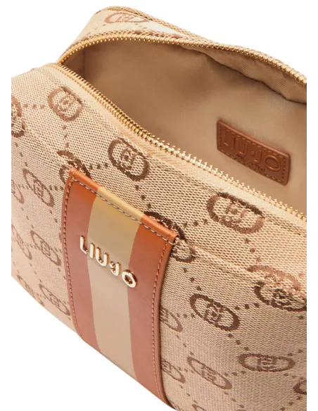 Borsa a tracolla con logo Liu Jo, beige