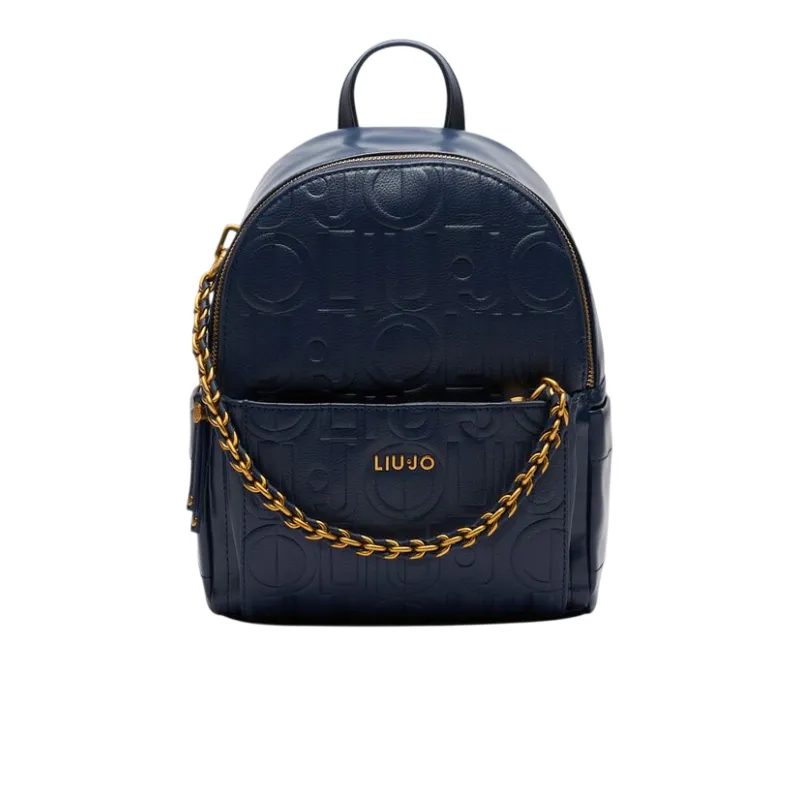 Liu Jo Damen-Rucksack mit Logo und Kette, blau