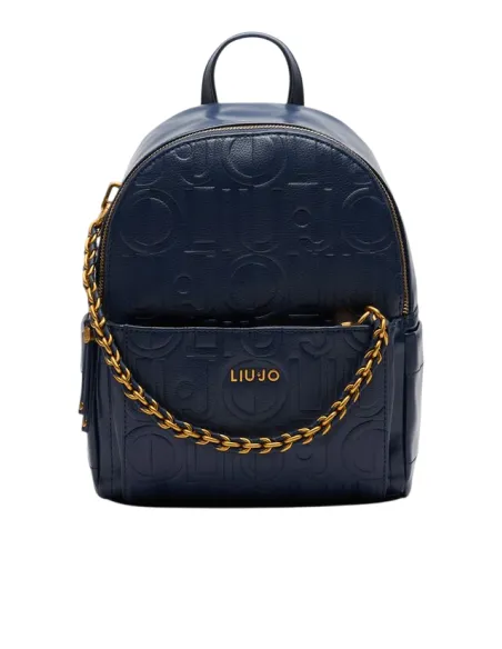 Liu Jo Damen-Rucksack mit Logo und Kette, blau